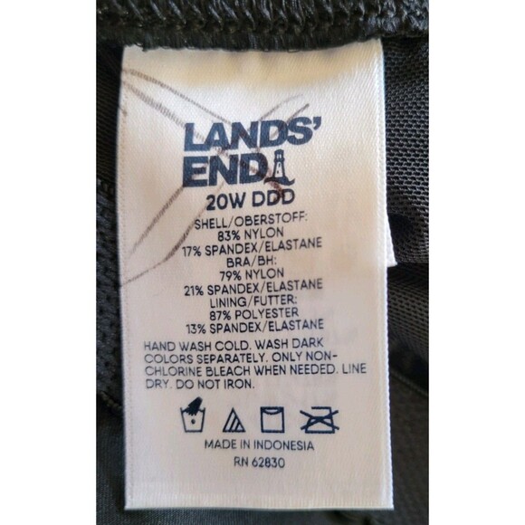 Lands End Women's 20W DDD V-Neck Swim Top BLACK Solid 2X Padded Bra S47 - Picture 6 of 6